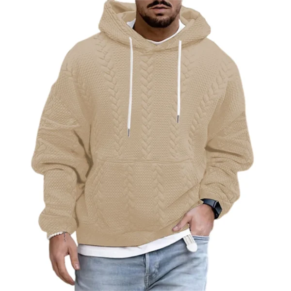 Men's Plus-size Casual Coat Hoodie Long Sleeve Knit Man - Image 17