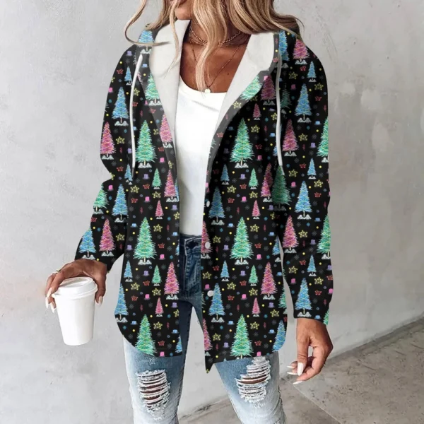 Women's Coat Casual And Fashionable Composite Thick And Warm Printed Hooded - Image 27