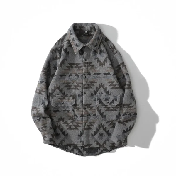 Retro Ethnic Long Sleeved Shirt Men'S Street Loose Fashion Jacket - Image 19