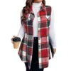 Women's Plaid Sleeveless Waistcoat Fashion Loose Women's Woolen Coat - Image 4