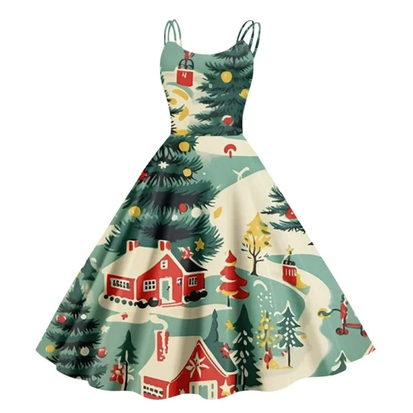 Women's Gothic Cocktail Strapless Christmas Printed Punk Sexy Dress Fashion - Image 12