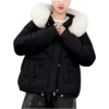 Winter Thickened Cotton-padded Jacket For Age Reduction, Largecollar, Hooded - Image 8