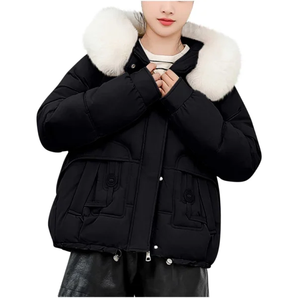 Winter Thickened Cotton-padded Jacket For Age Reduction, Largecollar, Hooded - Image 8