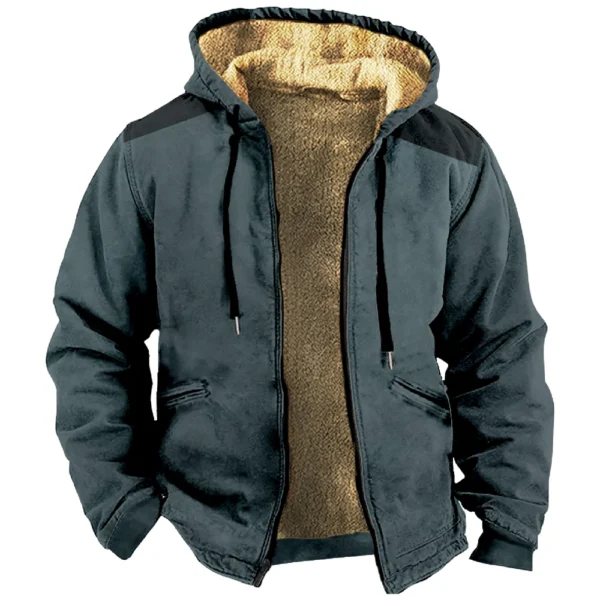 Men's Winter Print Jacket Men's Casual Trend Zipper Hooded Jacket - Image 22