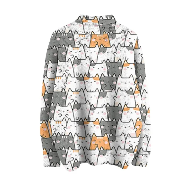 Women's Crew-neck Casual Long-sleeved Striped Printed Turtleneck Knitted Top - Image 4
