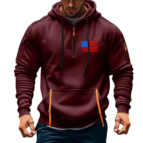 Men's Printed Sweatshirt Hoodie Zipper Arm Pocket Cardigan Men's Sports Large - Image 31