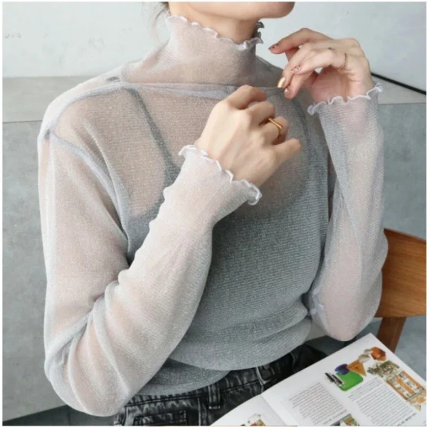 Women's perspective long-sleeved turtleneck bottoming shirt - Image 4
