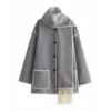 Women's scarf with patchwork tweed coat - Image 25