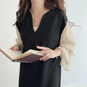 Loose splicing dress long dress