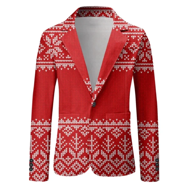 Unisex Winter Christmas Prints Suit Jackets Unisex Casual Fashion Button Jackets - Image 2