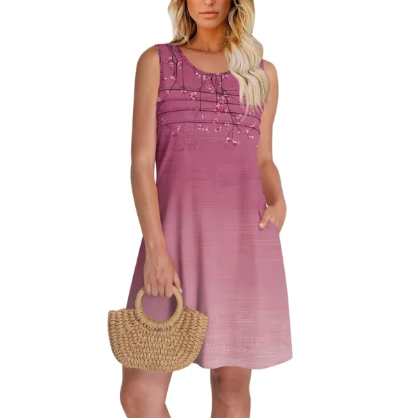 Womens Summer Dresses Loose  Sleeveless Sundresses Dress With Pockets - Image 3