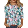 Women's Printed Tops Plus Size Casual Easter Basic Fashion 3/4 Sleeve Pullover - Image 4