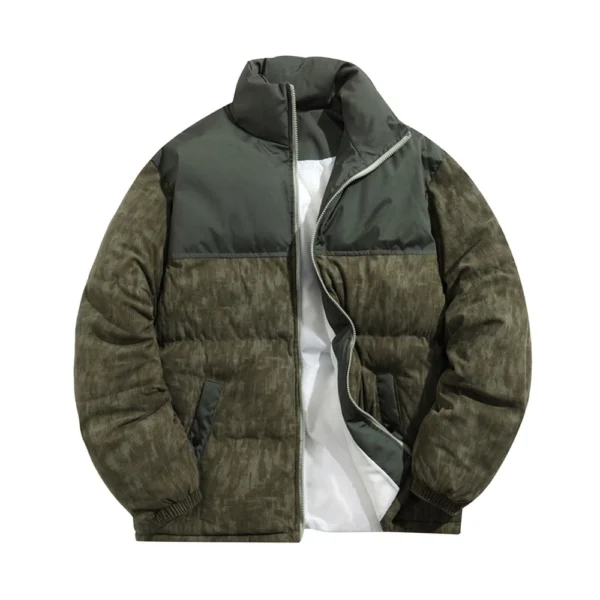 Mens Casual Outdoor Pocket Solid Color Fashion Cotton-Padded Jacket - Image 11