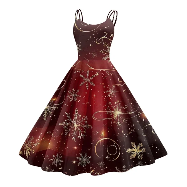 Women's Fashion Christmas Printed Sexy Strapless Gothic Cocktail Dress Punk, - Image 38