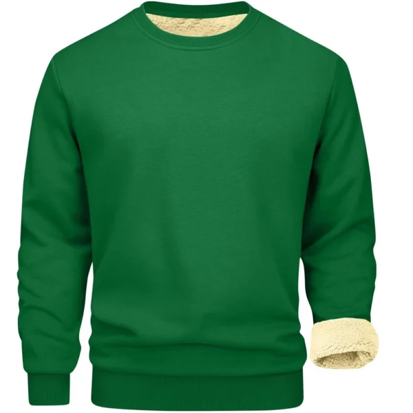 Men's Long Sleeve Fleece Casual Fuzzy Crewneck Pullover Warm Winter Sweatshirts - Image 22