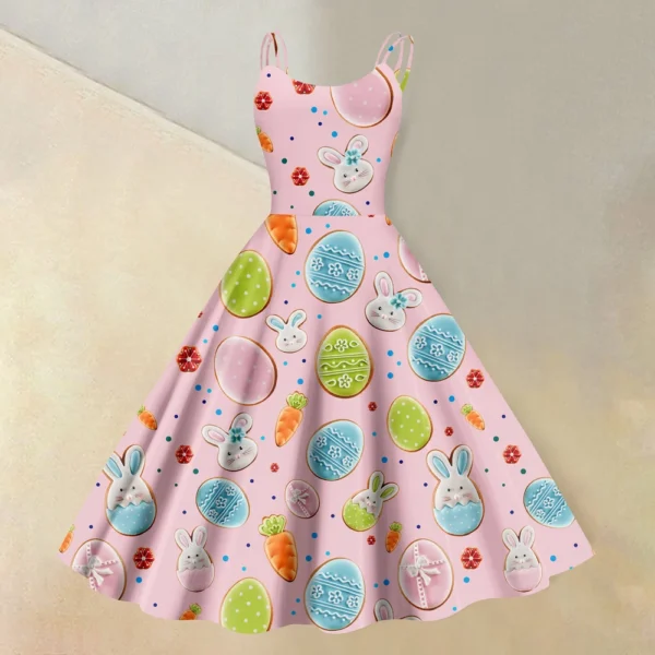 Women's  Casual Fashion Flower Print Sexy Off Shoulder Punk Retro Skirt - Image 25