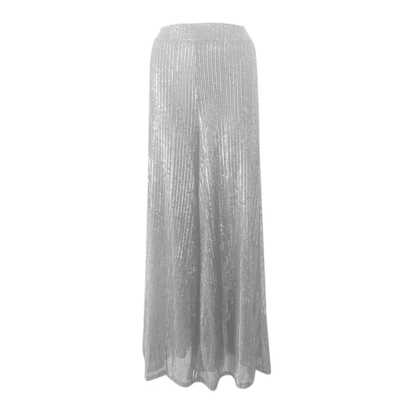 Women's Fashion Casual High Waist Thin Trousers Solid Colour Sequin Wide Leg - Image 7