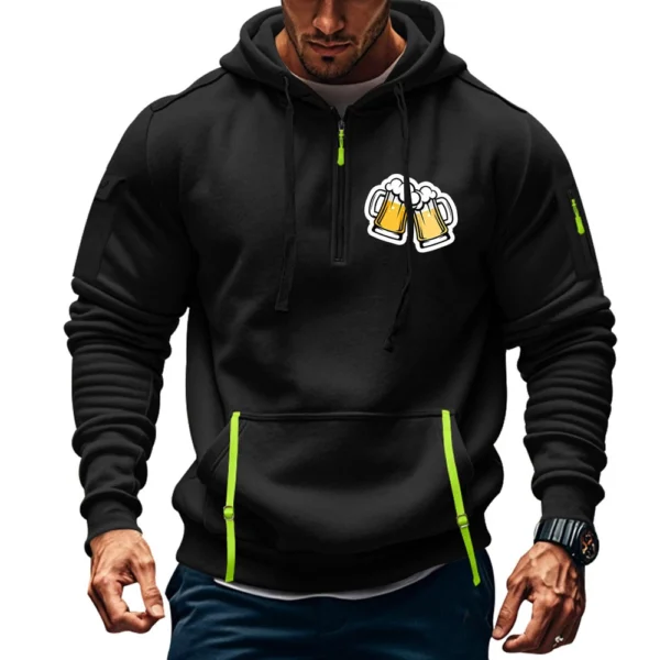 Men's Printed Sweatshirt Hoodie Zipper Arm Pocket Cardigan Men's Sports Large - Image 13