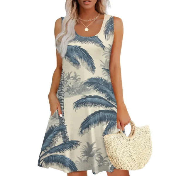 Women's Casual Fashion U-neck Sleeveless Print Dress - Image 13
