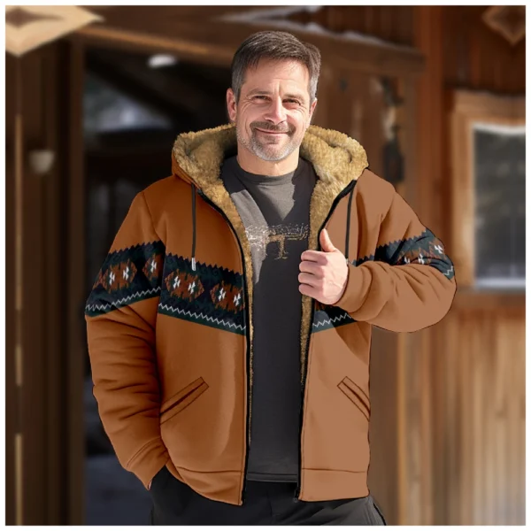 Men's Winter Print Jacket Men's Casual Trend Zipper Hooded Jacket - Image 22