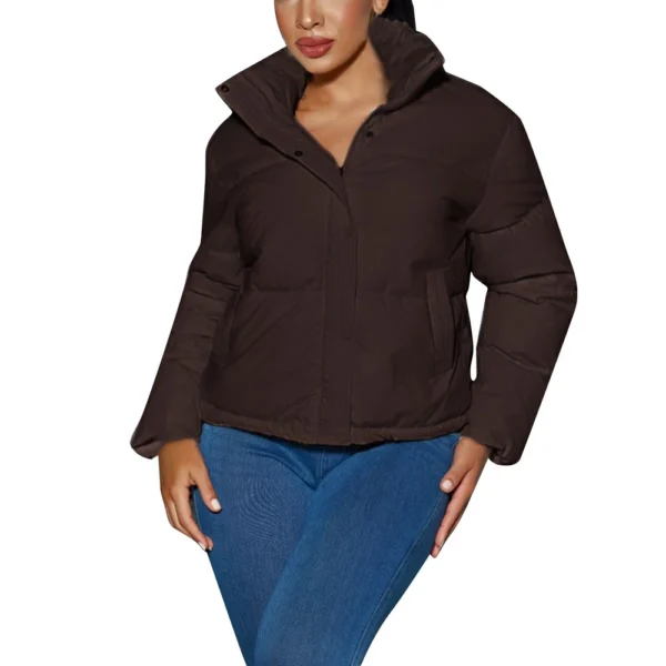 Women's Short Winter Warm Cotton Jacket Single Breasted Zipper Jacket - Image 5