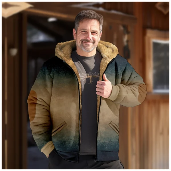 Men's Winter Print Jacket Men's Casual Trend Zipper Hooded Jacket - Image 27