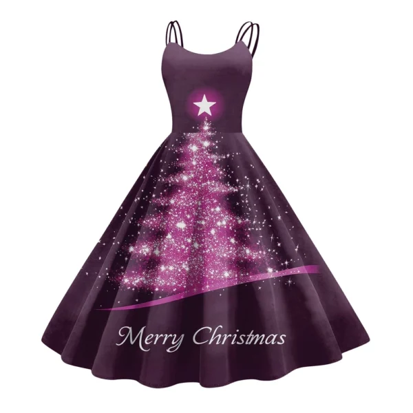 Women's Fashion Christmas Printed Sexy Strapless Gothic Cocktail Dress Punk, - Image 8