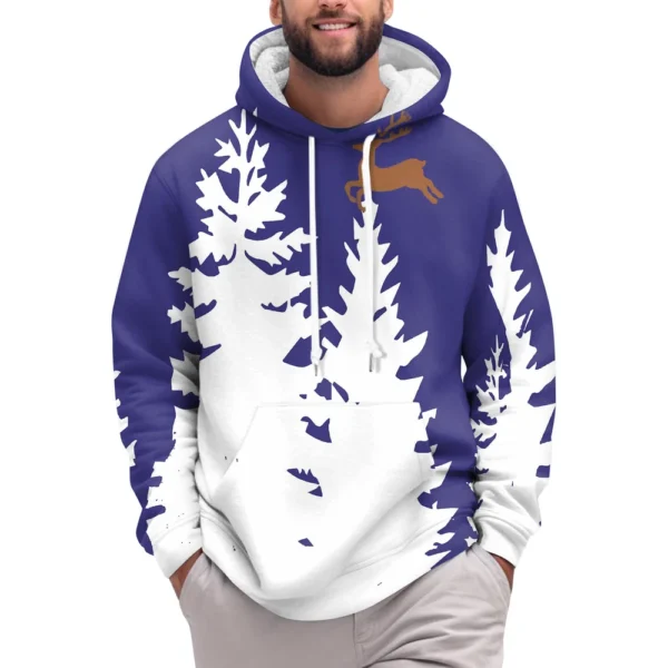 Men's Print Plush Warm Coat Fleece Sweater Casual Coat Pocket Sweater Winter - Image 2