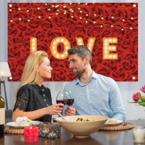 180*110cm Valentine's Day Background Cloth Rose Theme Atmosphere Decoration