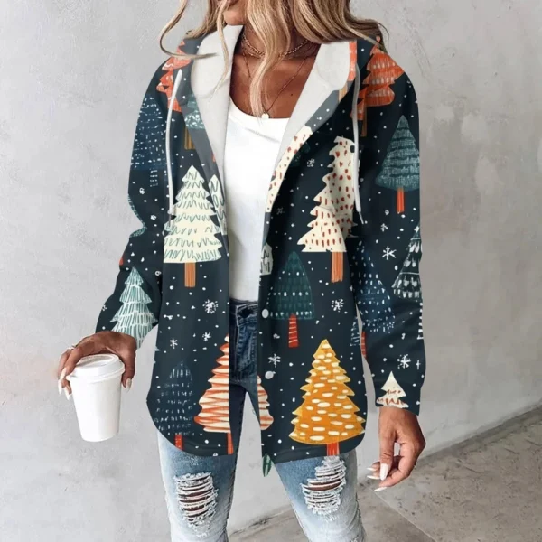 Women's Coat Casual And Fashionable Composite Thick And Warm Printed Hooded - Image 25