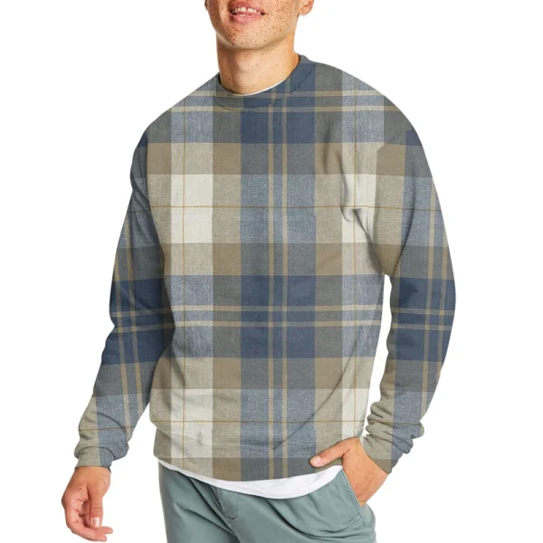 Men's Casual Fashion Comfortable Plaid Round Neck Pullover Sweatshirt Sweatshirt - Image 17