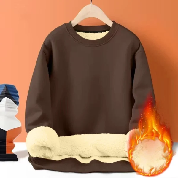 Men's Long Sleeve Fleece Casual Fuzzy Crewneck Pullover Warm Winter Sweatshirts - Image 14