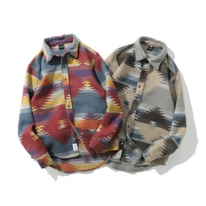 Retro Ethnic Long Sleeved Shirt Men'S Street Loose Fashion Jacket