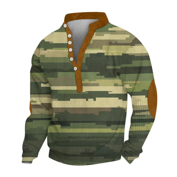 Men's Print Plush Warm Coat Fleece Sweater Casual Coat Pocket Sweater Winter - Image 26