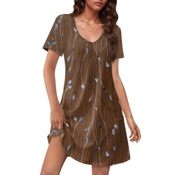 Women's Casual Sundress With Pockets Summer Boho Beach Dress Floral Blouses For - Image 11