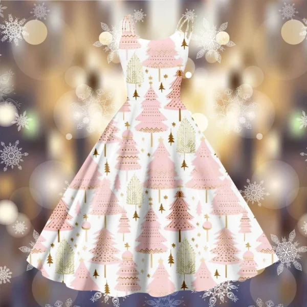 Women's Fashion Punk Strapless Gothic Cocktail Christmas Sexy Dress Printed - Image 13