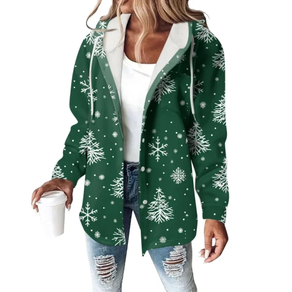 Women's Coat Casual And Fashionable Composite Thick And Warm Printed Hooded - Image 14