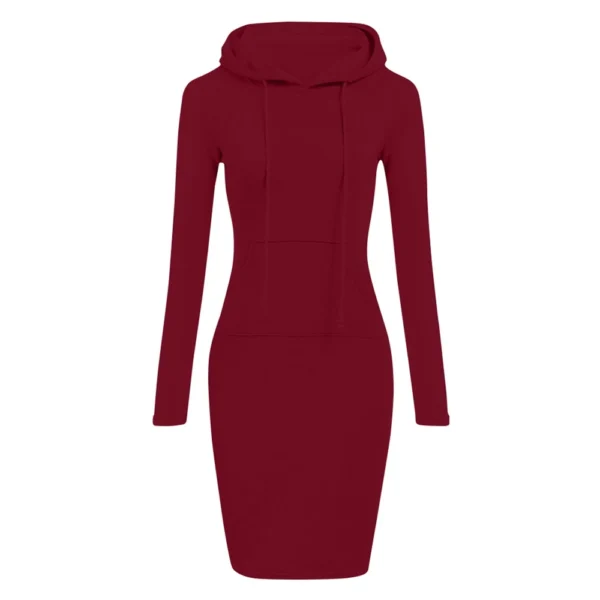 Women's Fashion Casual Solid Color Long Sleeve Dress - Image 2