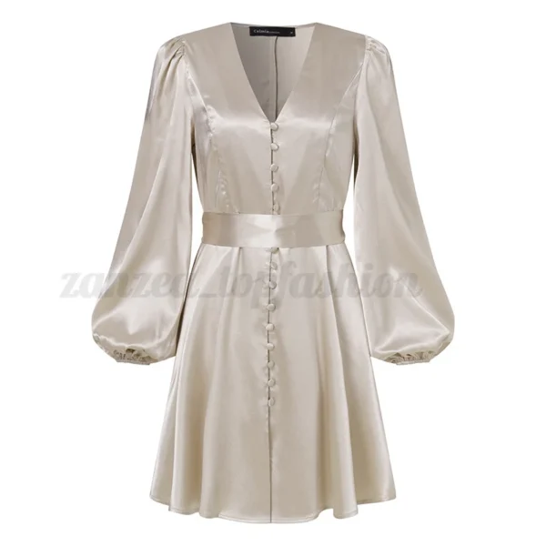 Women's cuff V-neck shirt dress - Image 7