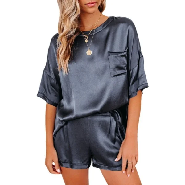 Set Solid Color Short Sleeve Short T-Shirt Pants Loose Casual Set - Image 11