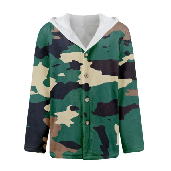 Men'S Winter Zipper Hooded Fleece Sweatshirt With Patch Pocket Casual Jacket - Image 12