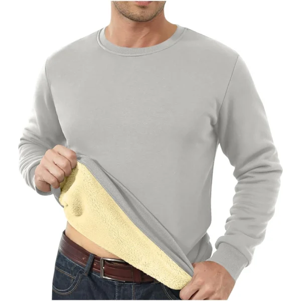 Men's Long Sleeve Fleece Casual Fuzzy Crewneck Pullover Warm Winter Sweatshirts - Image 24