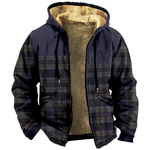 Men's Winter Print Jacket Men's Casual Trend Zipper Hooded Jacket - Image 14