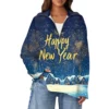 Women's Casual Half Zipper Lapel Christmas Printed Pullover Top Side Slit - Image 17