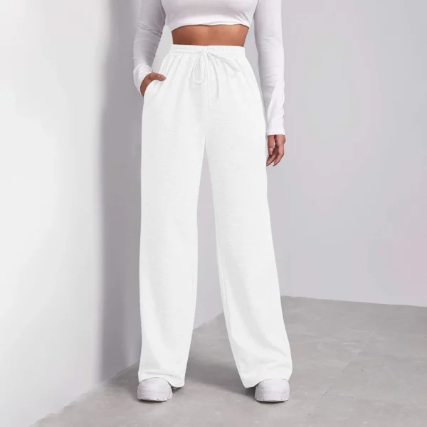 Women's Drawstring Track Pants Lined Pockets Ladies Wide Leg Sweatpants US - Image 3