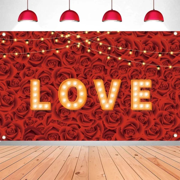 180*110cm Valentine's Day Background Cloth Rose Theme Atmosphere Decoration - Image 5