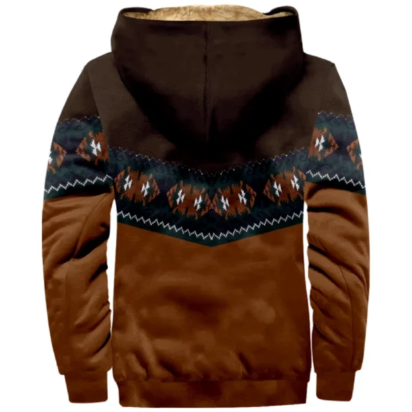 Men's Winter Print Jacket Men's Casual Trend Zipper Hooded Jacket - Image 10