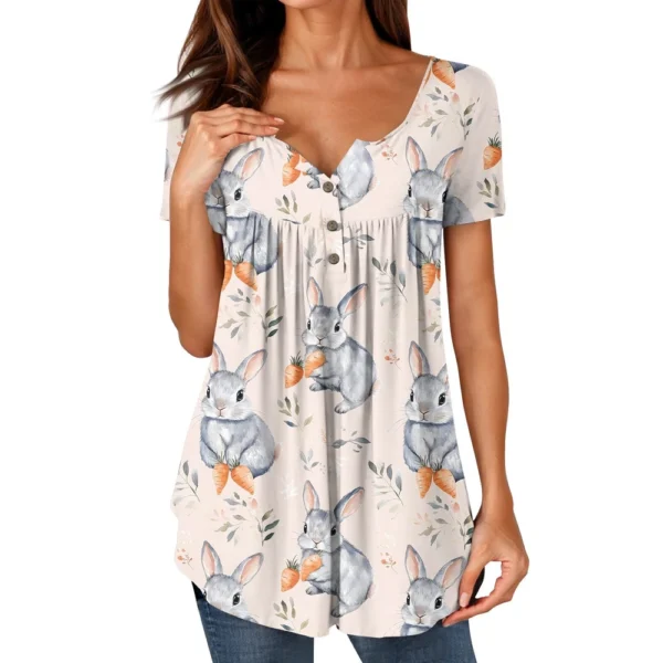 Women's Loose Round Neck Printed Fashion Short Sleeved Casual Daily T-Shirt - Image 10