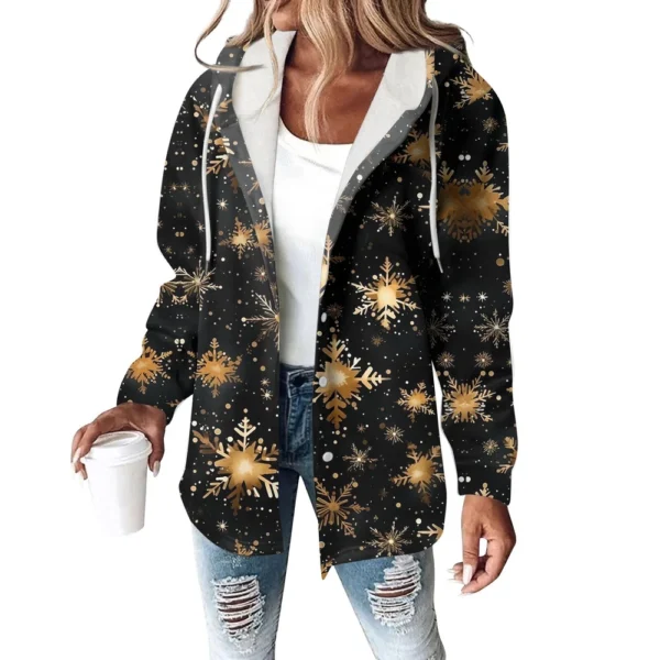Women's Coat Casual And Fashionable Composite Thick And Warm Printed Hooded - Image 17