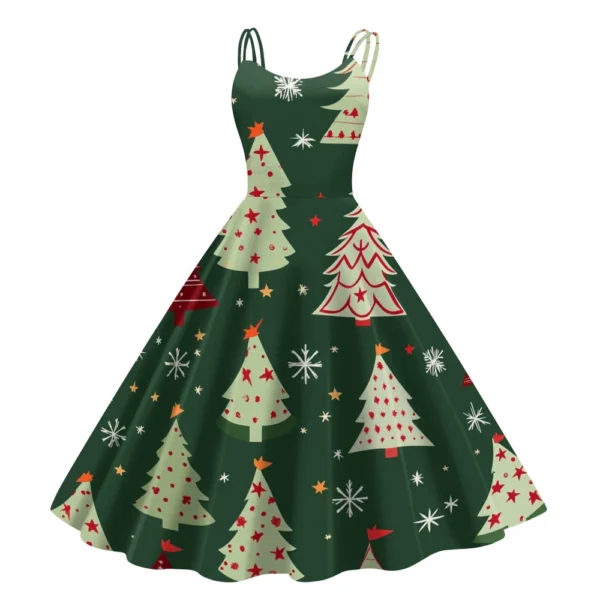 Women's Christmas Printed Punk Fashion Sexy Strapless Dress Gothic Cocktail - Image 5